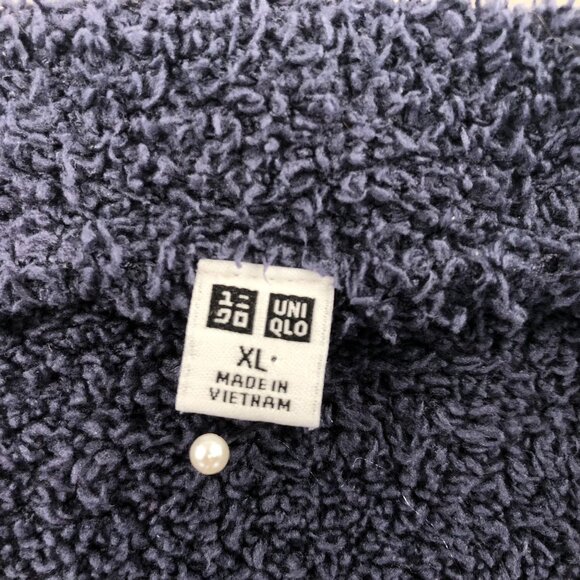 Uniqlo Womens Cardigan Sweater Size XL Navy Blue Boucle Knit Button Front Lounge - Picture 3 of 13
